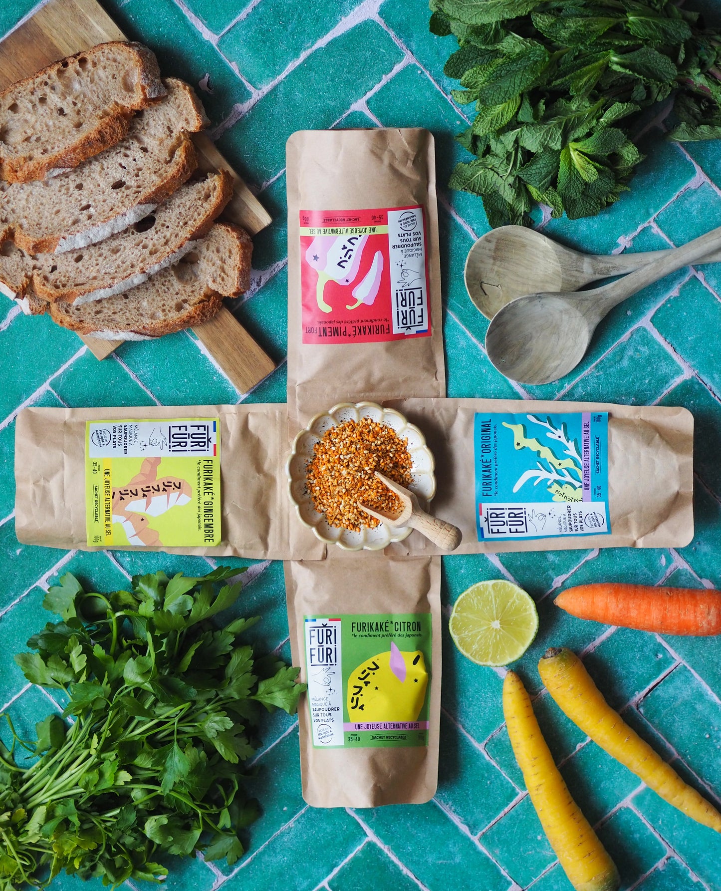 PACK 4 ECO-RECHARGES FURIKAKE - Alternative au sel - Condiment sésame & algues