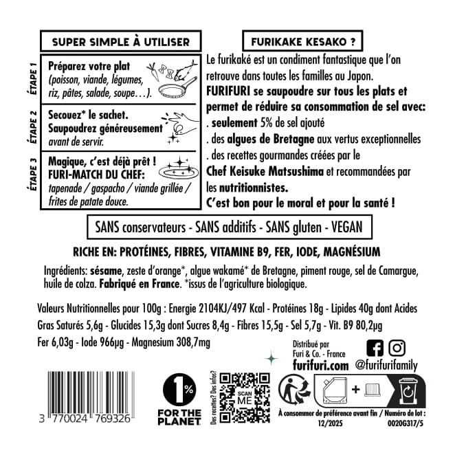 ECO-RECHARGE FURIKAKE PIMENT FORT DUO - Alternative au sel - Condiment sésame & algues
