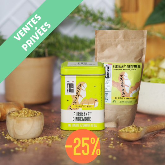 DUO POT & ECO-REFILL FURIFURI GINGER - Alternative to salt - Sesame & seaweed condiment