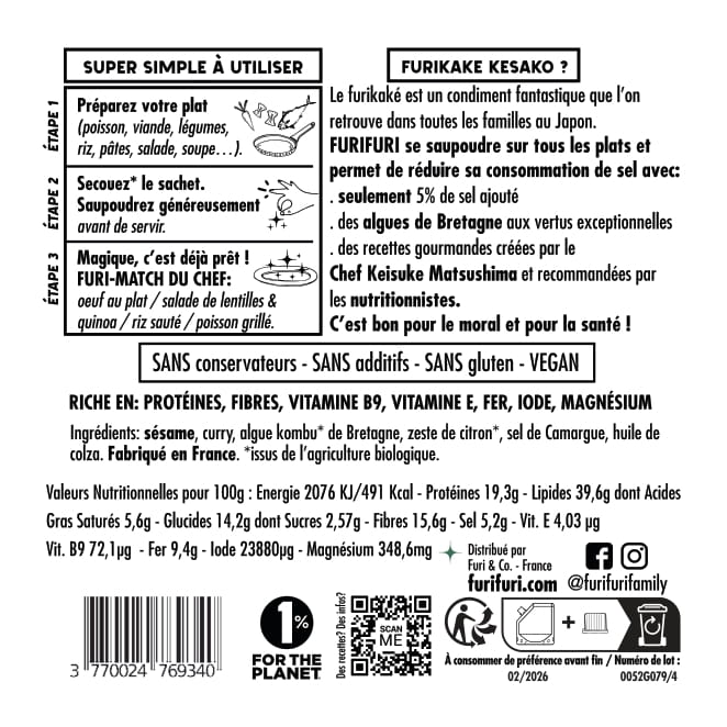 ECO-REFILL FURIKAKE MILD CURRY DUO - Alternative to salt - Sesame &amp; seaweed condiment