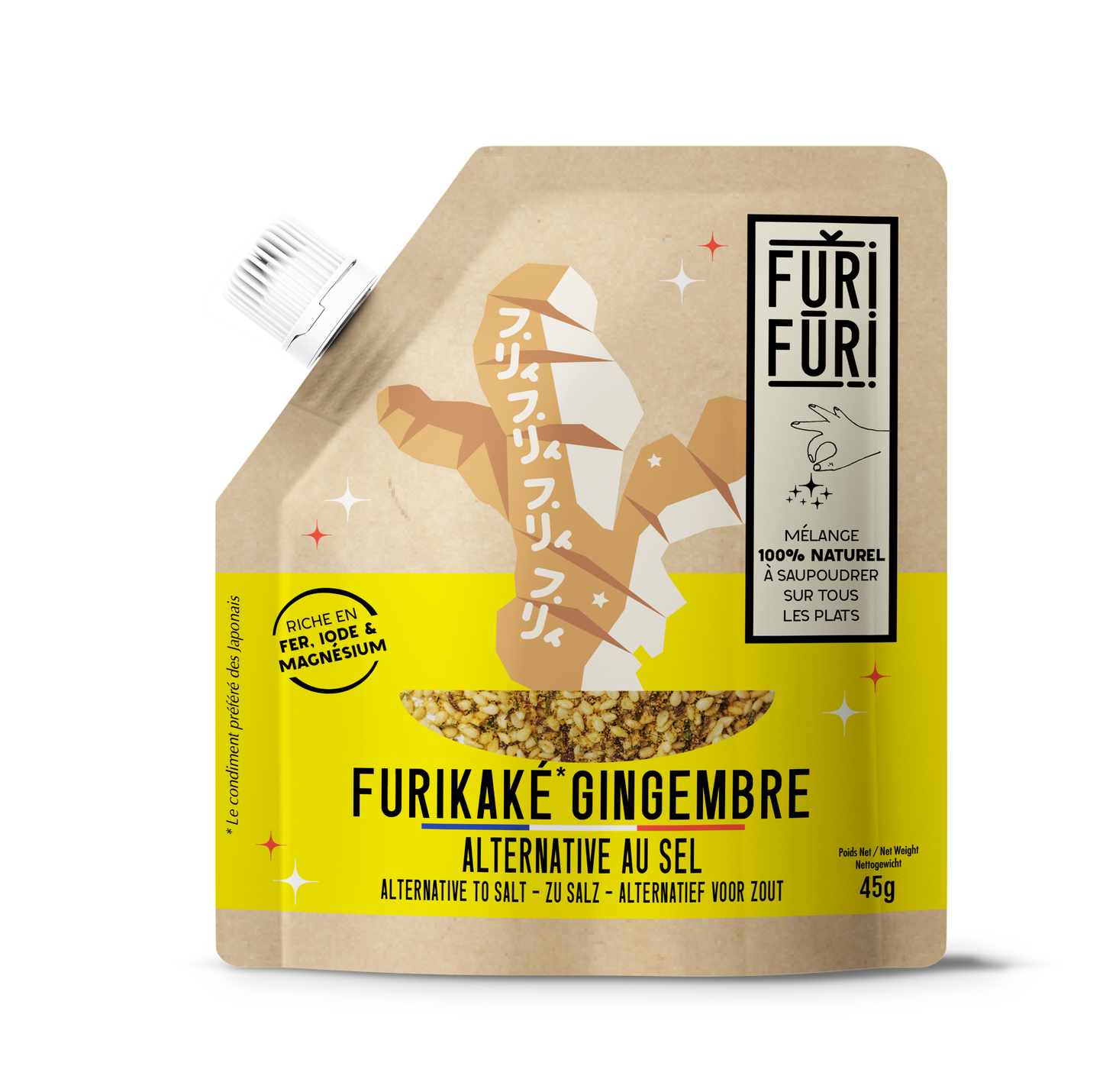 FURIKAKE GINGEMBRE - Alternative au sel - Condiment sésame & algues