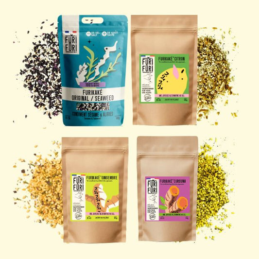 PACK OF 4 ECO-REFILLS FURIKAKE - Alternative to salt - Sesame &amp; seaweed condiment