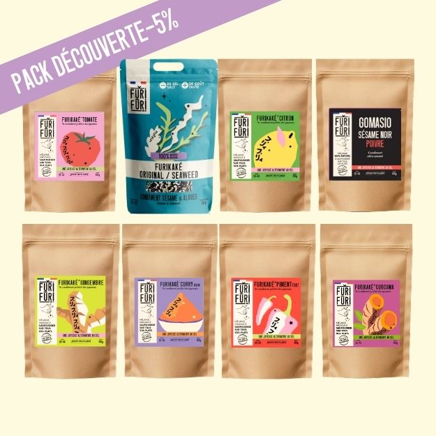 PACK 8 ECO-RECHARGES FURIKAKE ET GOMASIO - Alternative au sel - Condiment sésame & algues