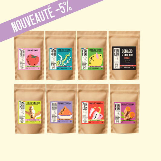 PACK 8 ECO-RECHARGES FURIKAKE ET GOMASIO - Alternative au sel - Condiment sésame & algues