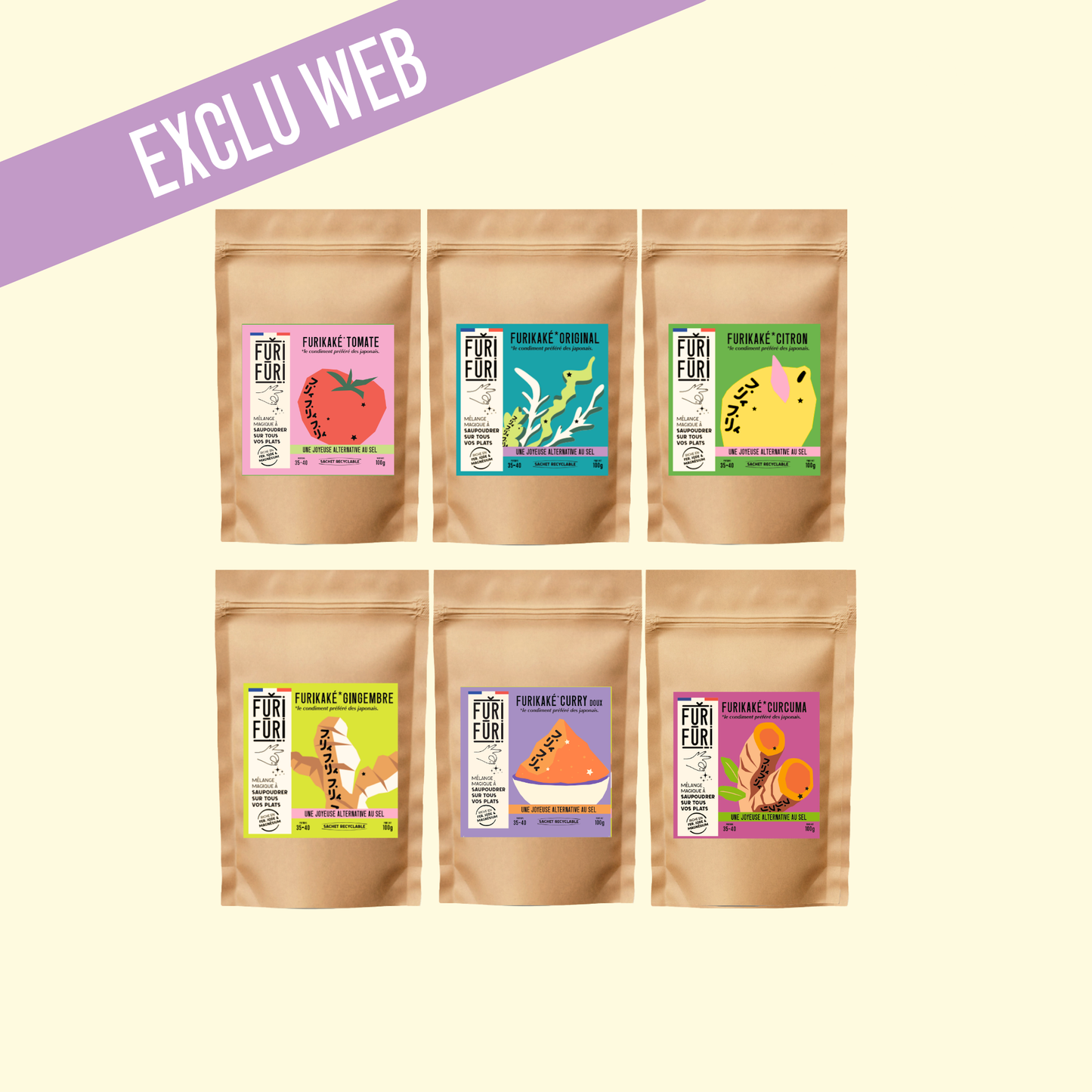 PACK OF 6 FURIKAKE ECO-REFILLS - Alternative to salt - Sesame &amp; seaweed condiment